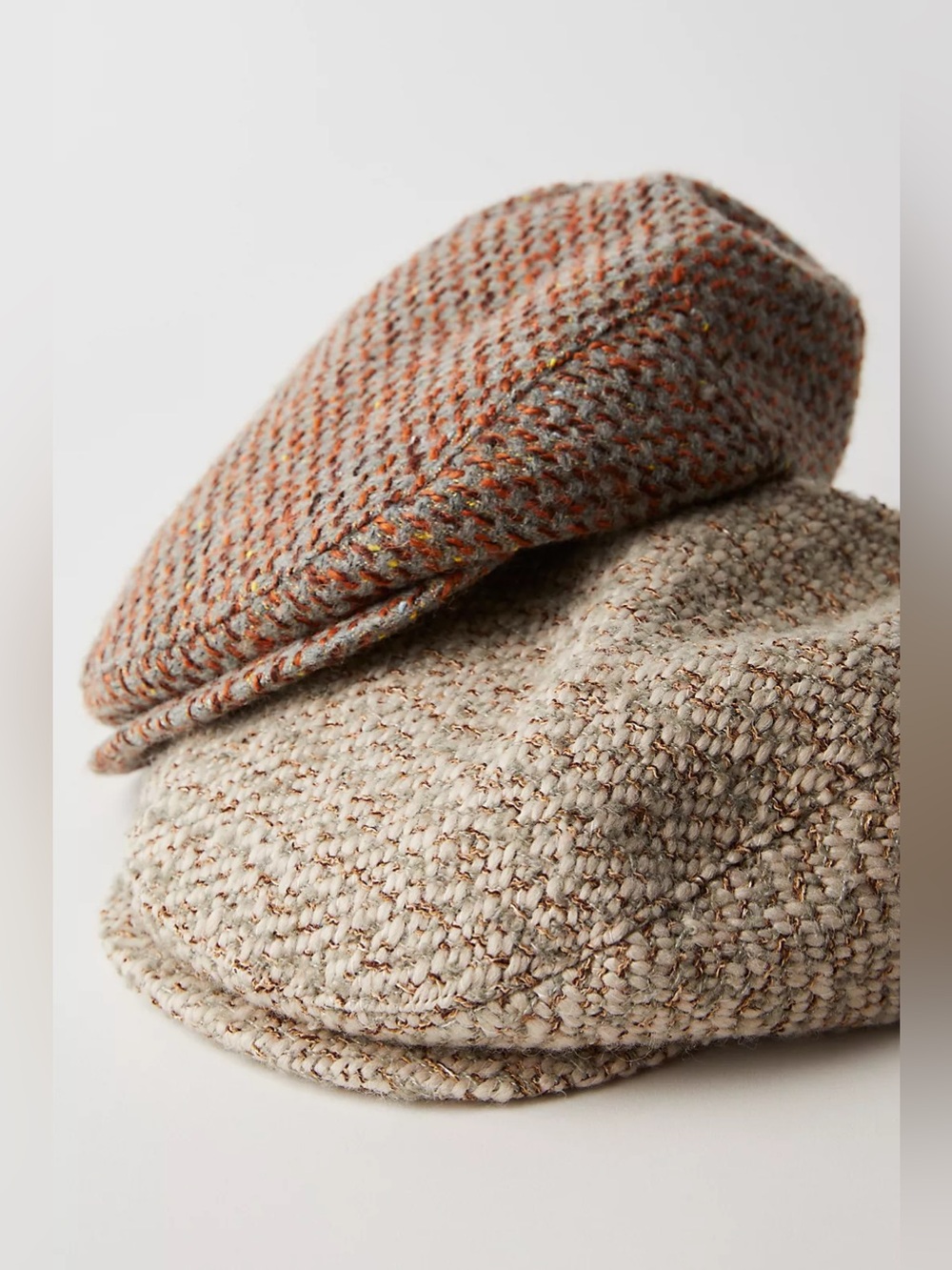 NWT Free People EU Exclusive, Tweed Wool Paperboy Cap Newsboy Hat Blue Orange